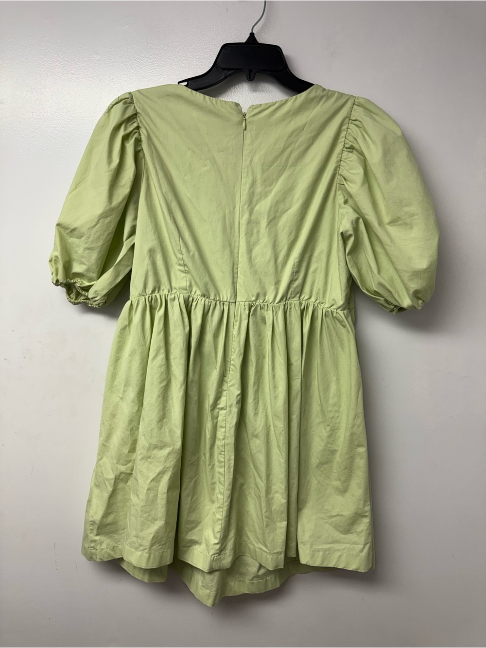 Abercrombie Fitch Puff Sleeve Mini Dress Large Green Babydoll Cottagecore B4 - Picture 7 of 13